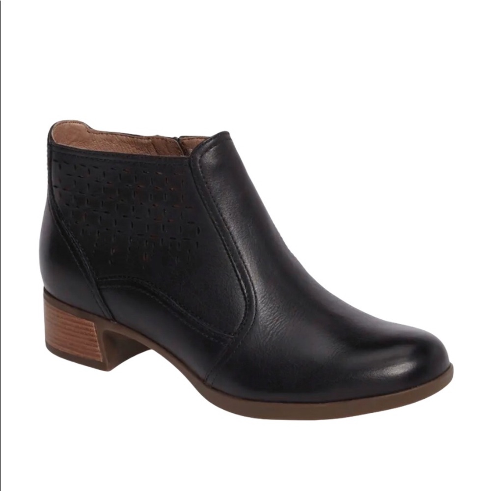 Dansko Laser Cut Bootie, Black, Sz 41/ US Sz 10